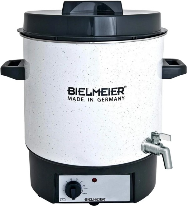 BIELMEIER Einkochautomat einwecken Emaille 1800 W 27 Liter BHG 480.2 Edelstahl Auslaufhahn 3/8